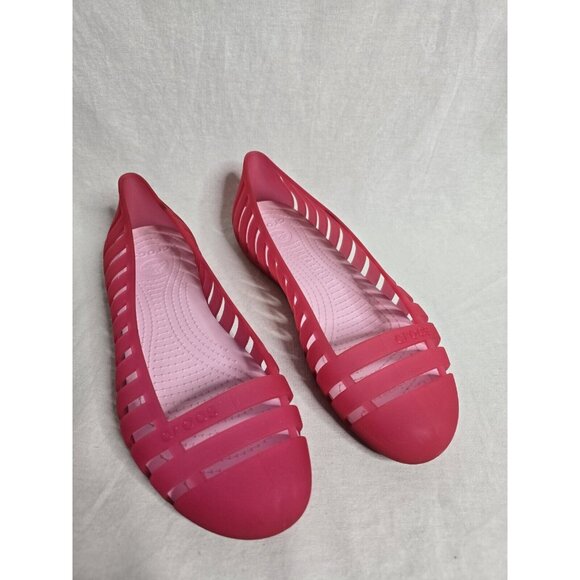 Crocs Adrina II Closed Toe Slip On Jelly Flats Women’s Size 9 Ballet Shoes Pink - Picture 2 of 10